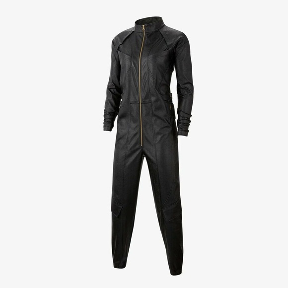 NWT Nike Jordan Women’s Faux Leather Jumpsuit Flight Suit Runway Collection - Picture 2 of 10